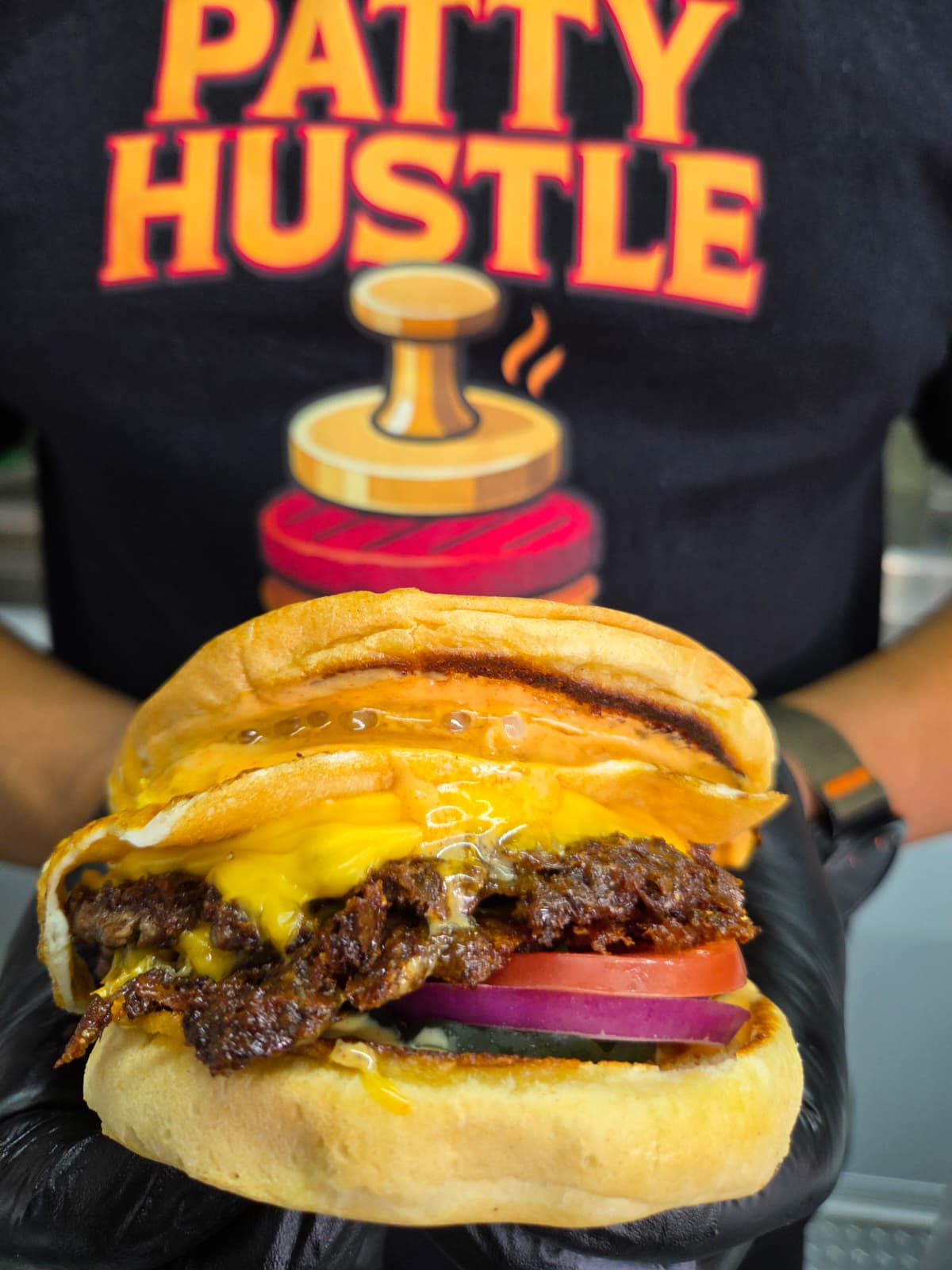 The Triple Hustle smash burger