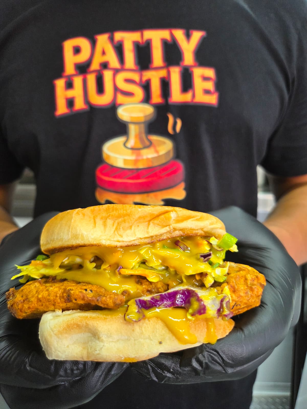 Grilled chicken sandwich close-up
